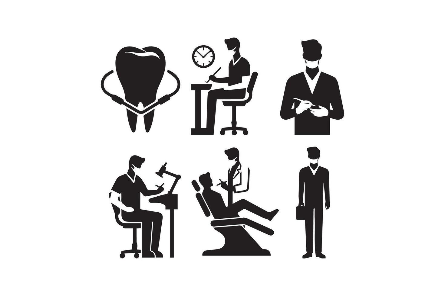 Dentist and patient icons set vector