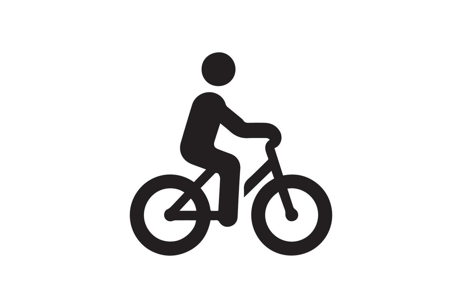 A black and white illustration of a person riding a bicycle vector