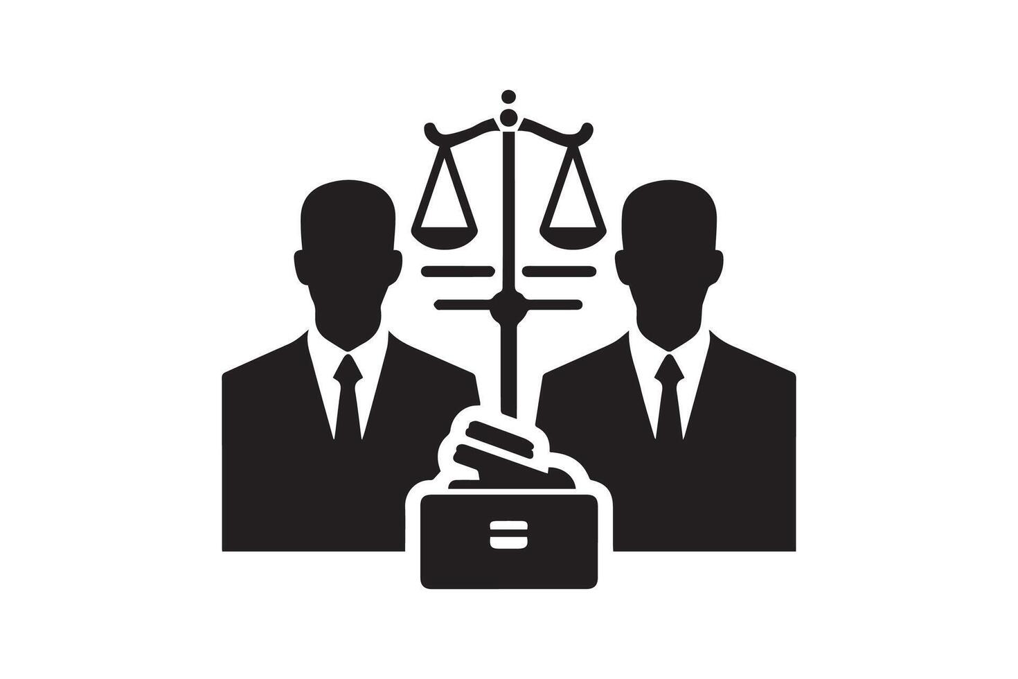 Two men in suits holding scales of justice vector