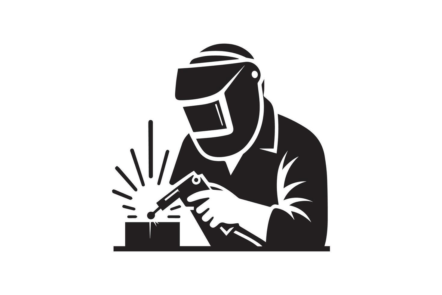 Welder in welding helmet icon vector