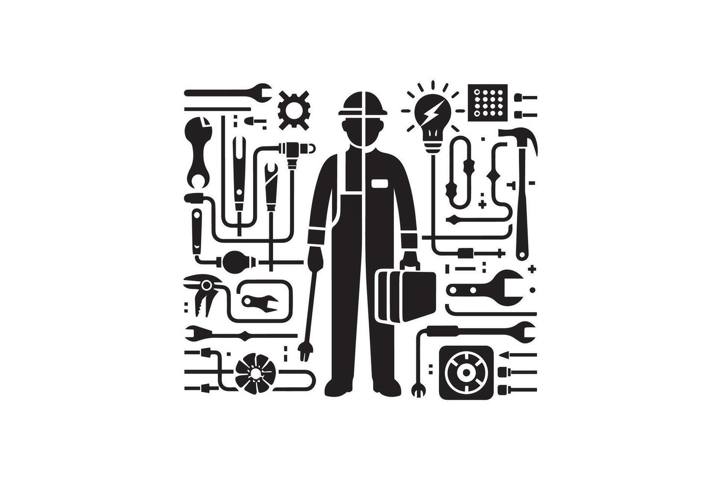 A man with tools in front of a white background vector