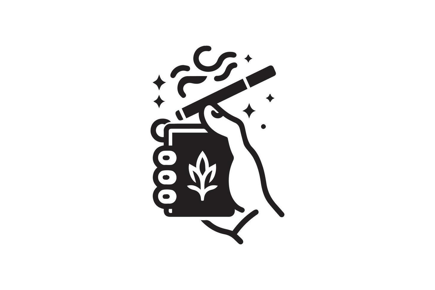 A hand holding a cigarette and a bottle of beer vector