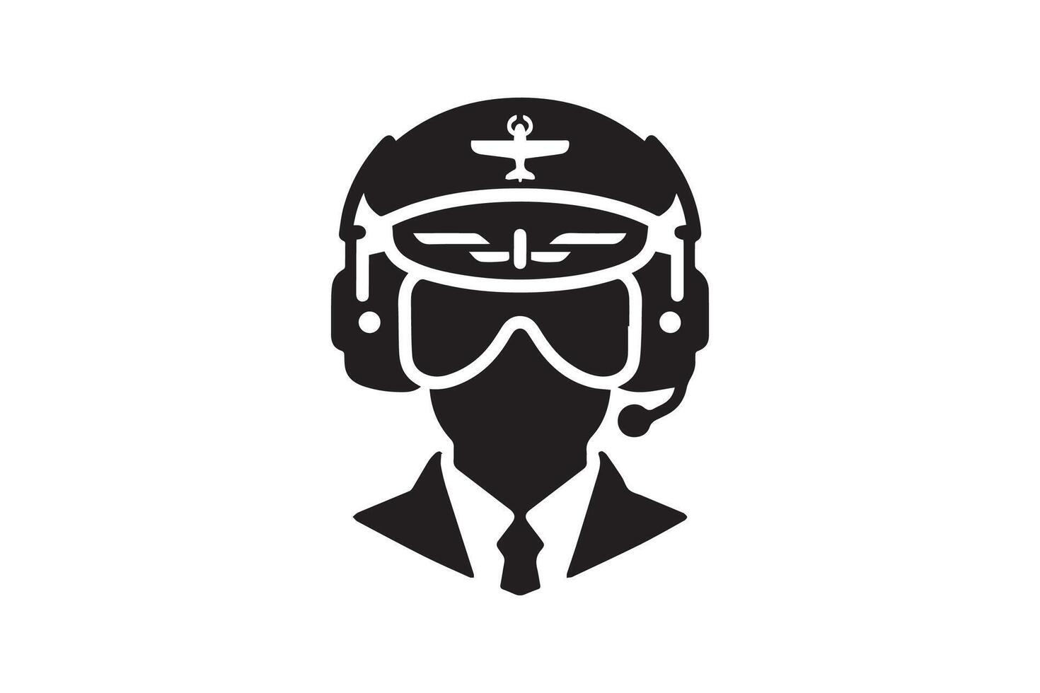 A black and white silhouette of a man in a helmet vector