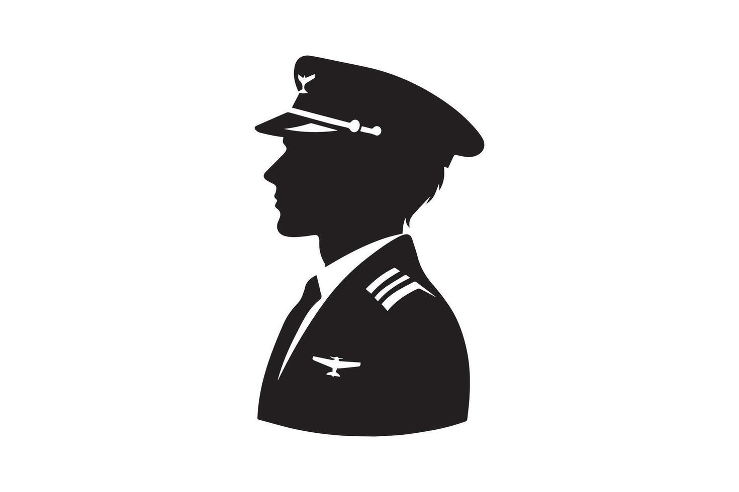 A silhouette of a man in a pilot's uniform vector