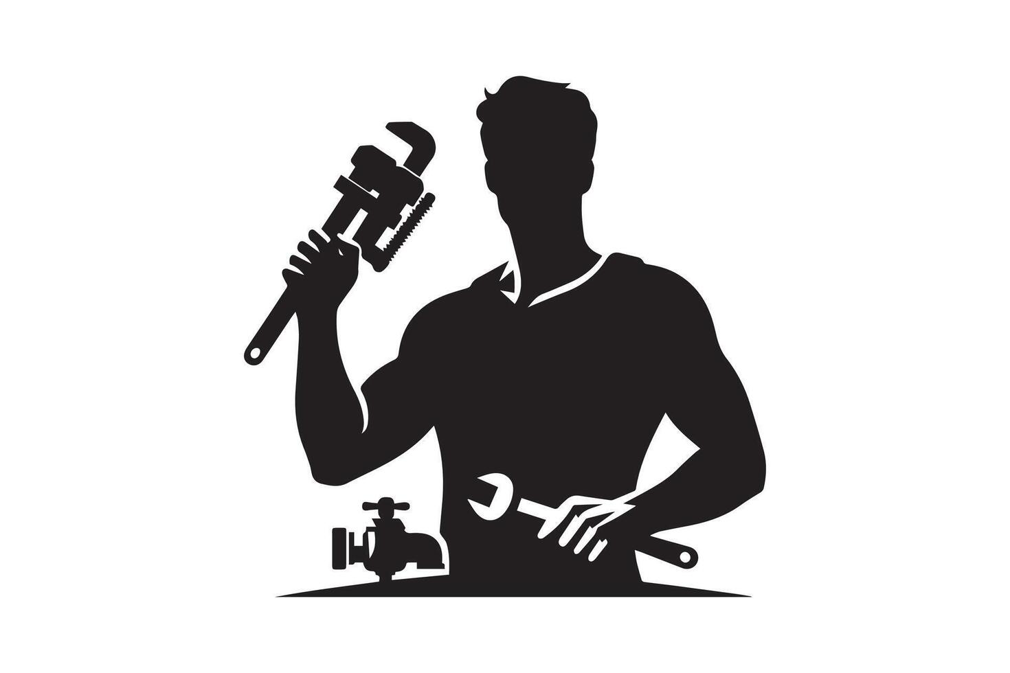 A man holding a wrench and a wrench wrench icon vector