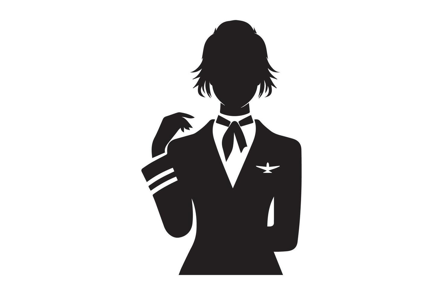 A silhouette of a woman in a suit and tie vector