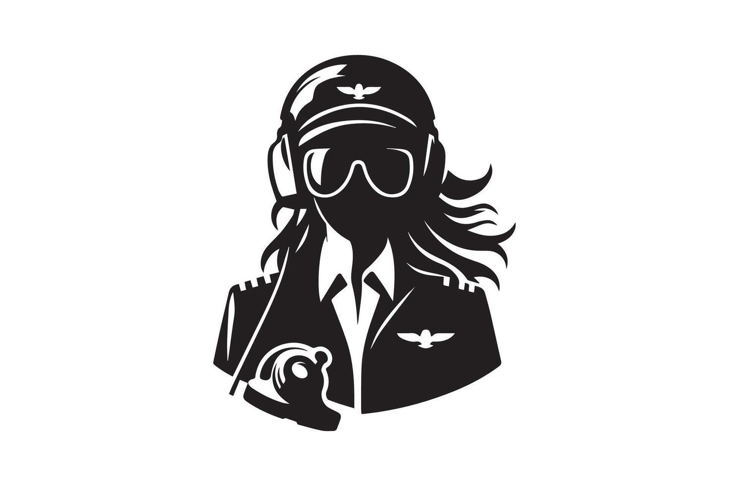 A woman in a pilot's uniform with goggles and a helmet vector