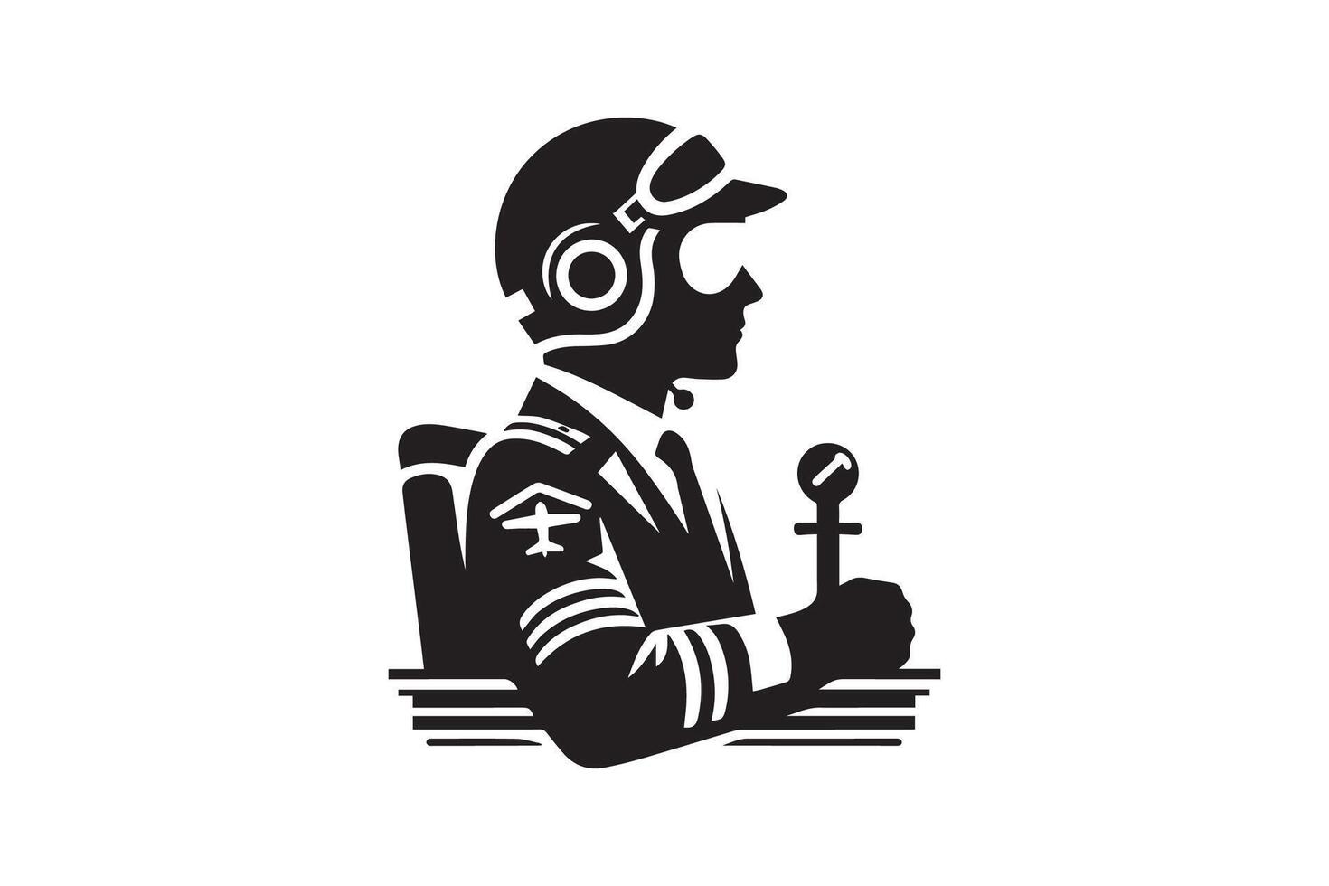 A black and white logo of a man in a suit vector