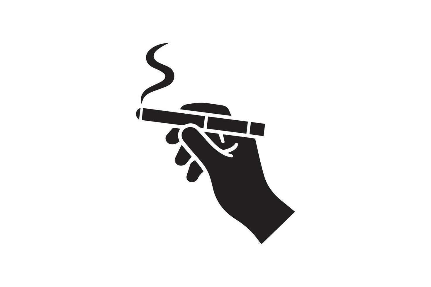A hand holding a cigarette in front of a white background vector