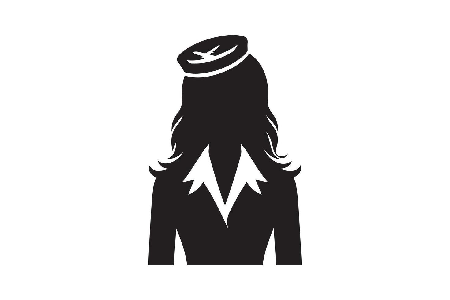 A woman in a suit and hat is shown in silhouette vector