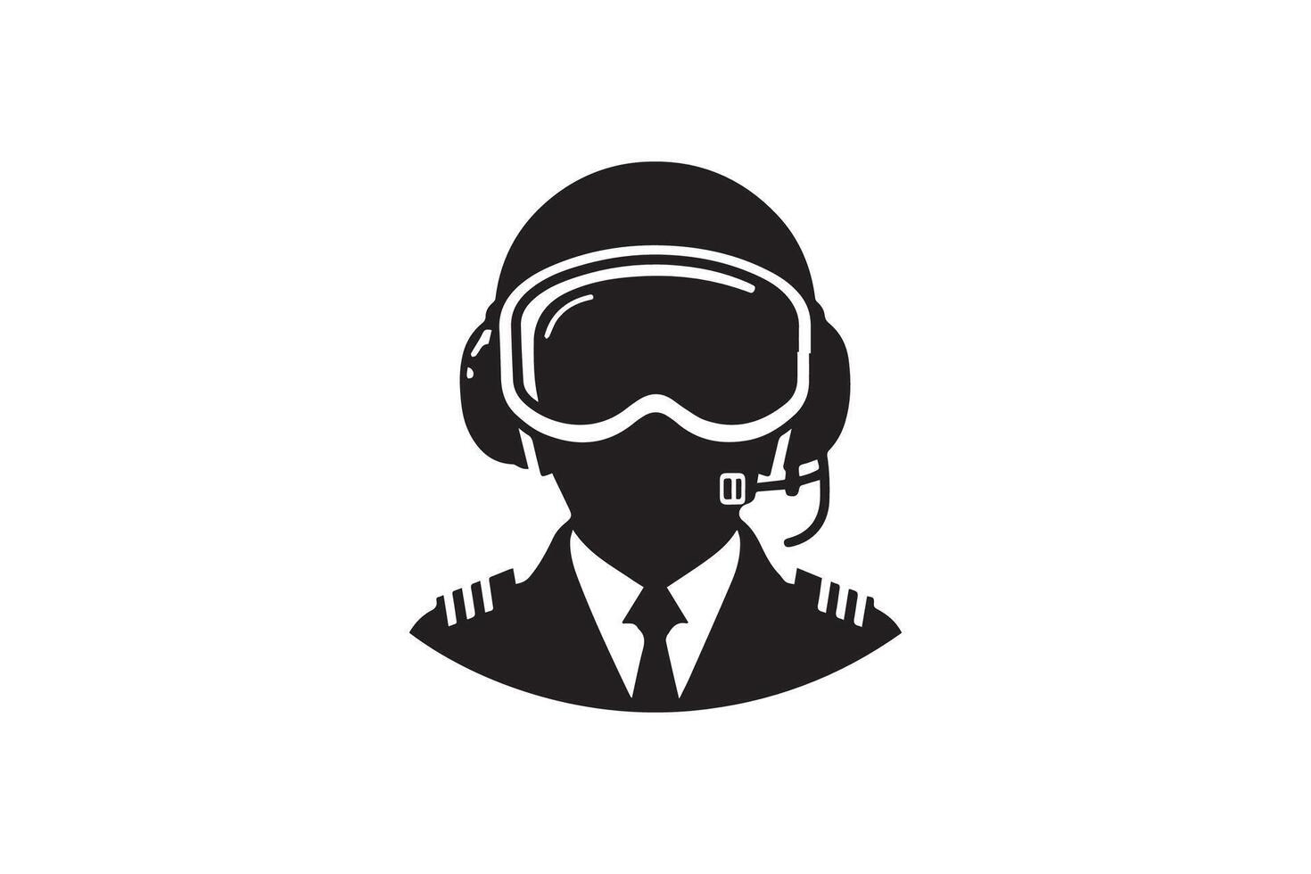 A black and white silhouette of a pilot vector