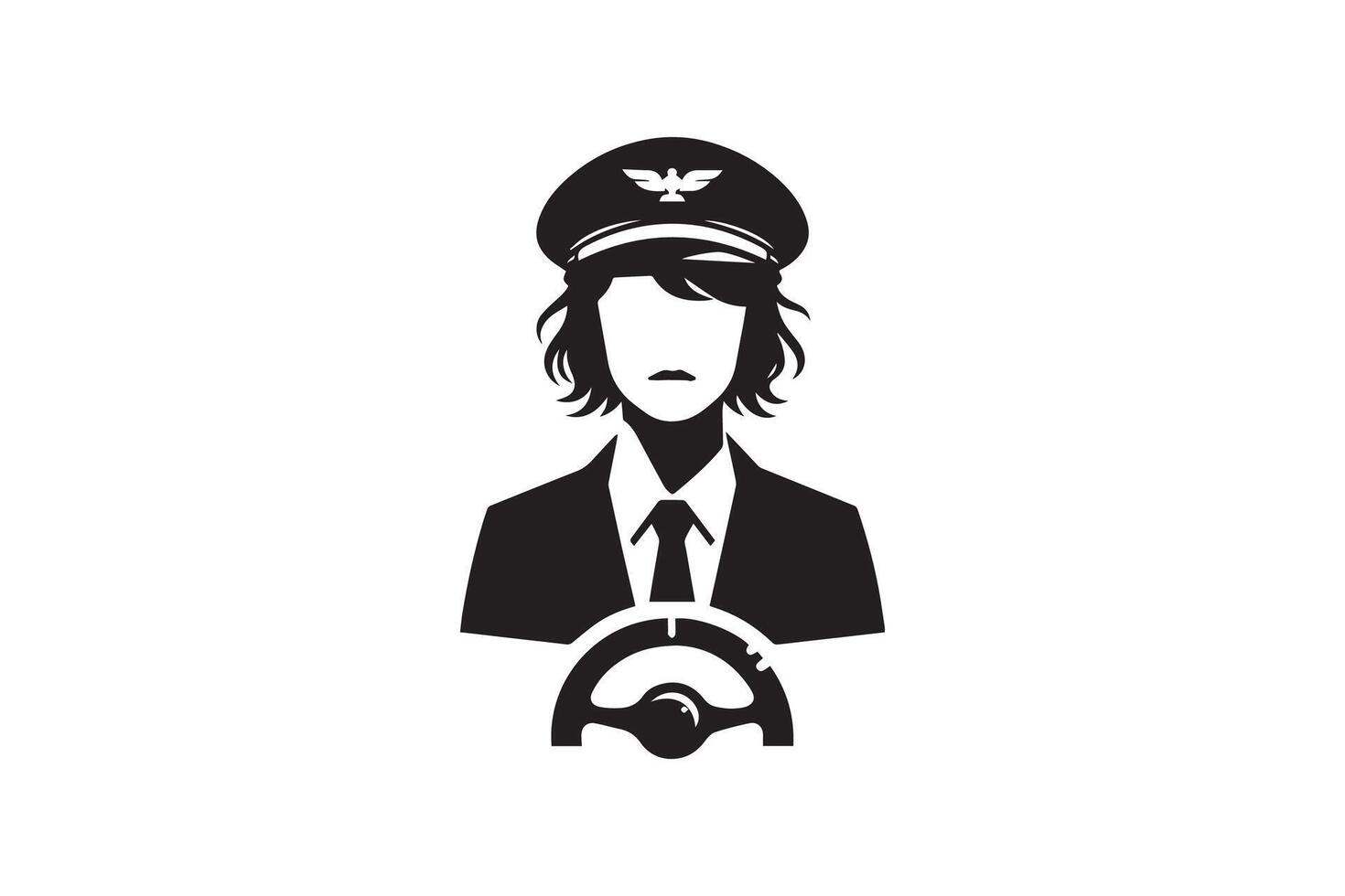 A black and white silhouette of a woman in a uniform vector