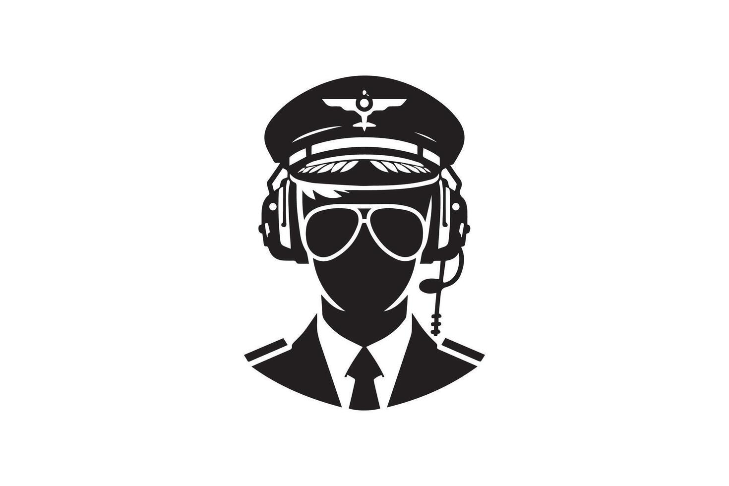 A black and white logo of a pilot vector