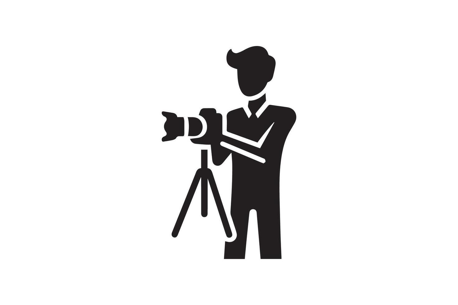 A man with a camera and tripod icon vector