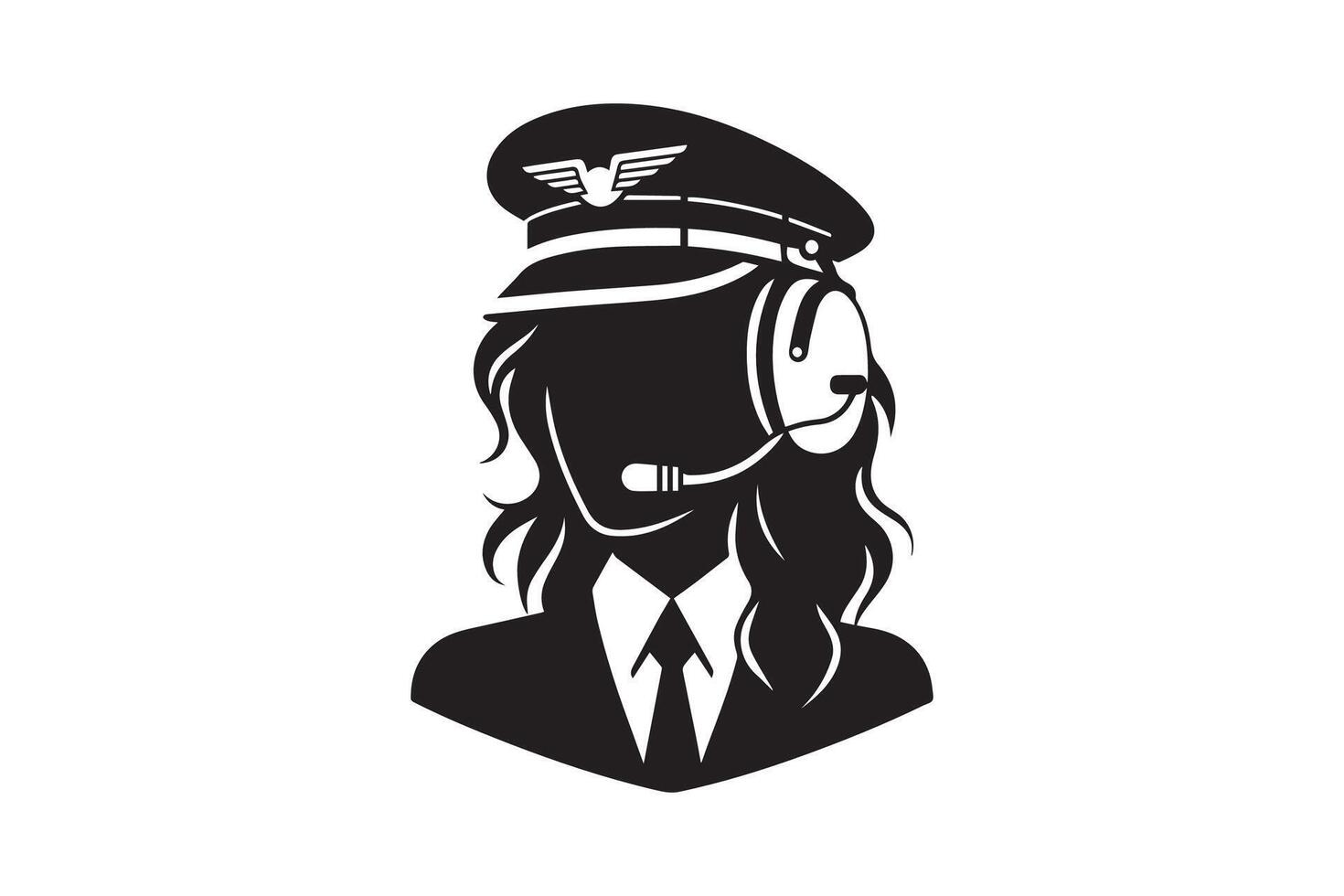 A woman in a pilot's hat and uniform vector