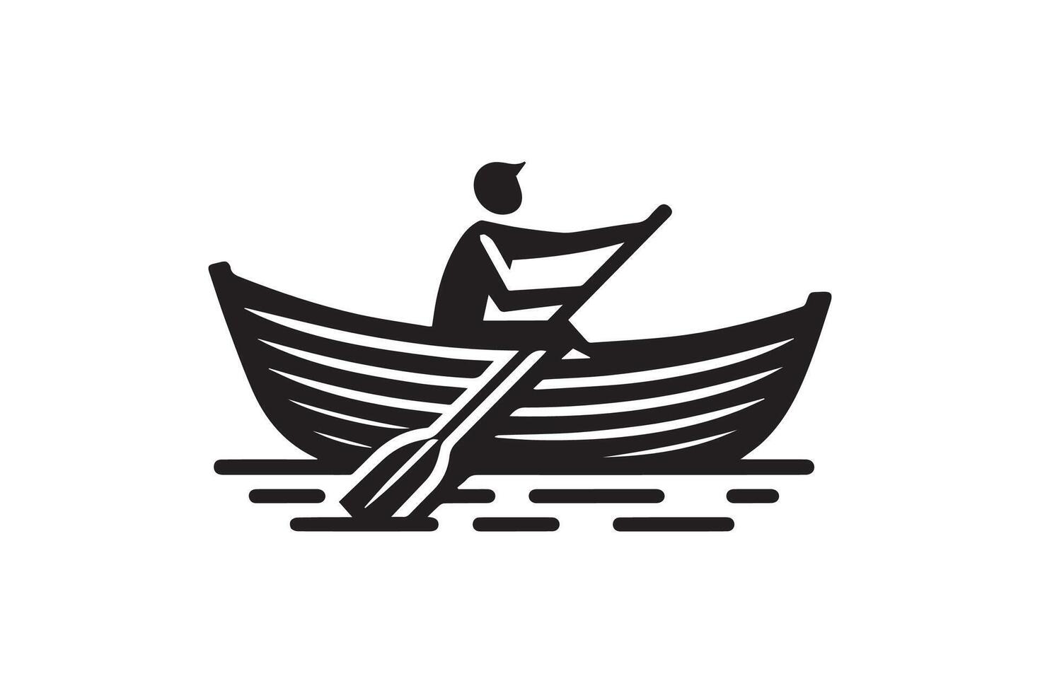 A man is rowing a boat in the water vector