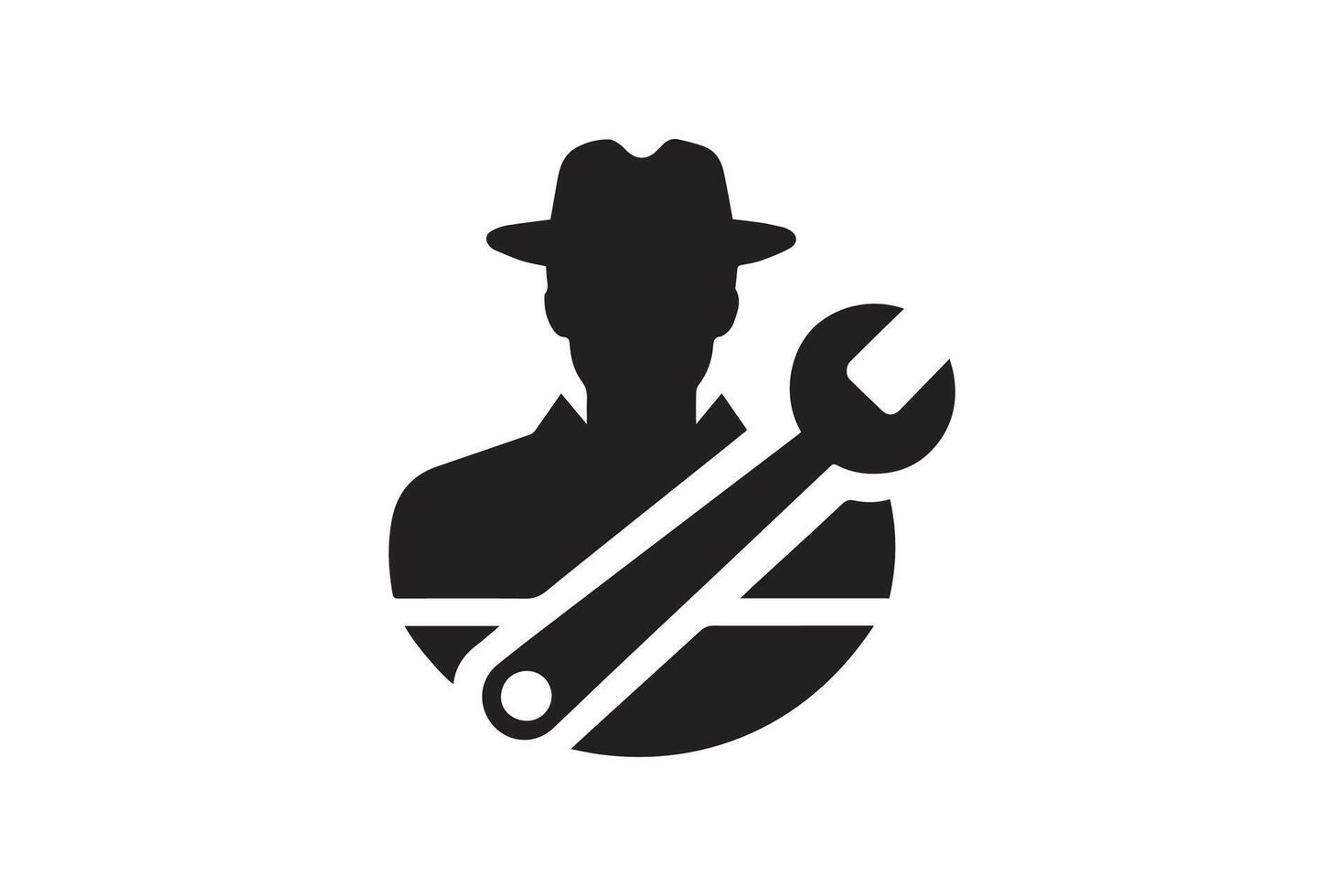 A man in a hat and a wrench icon vector