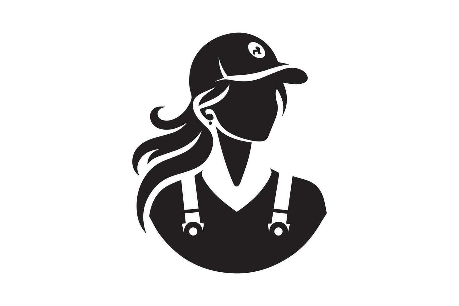 A woman in a baseball cap and overalls vector