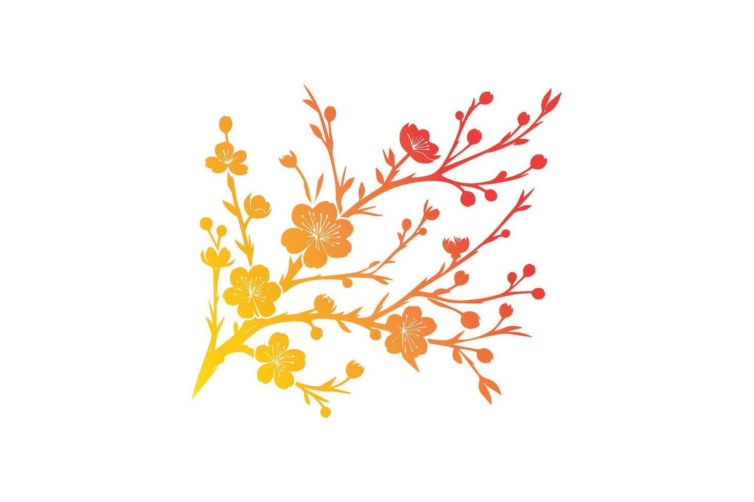A red and yellow flower is shown on a white background vector