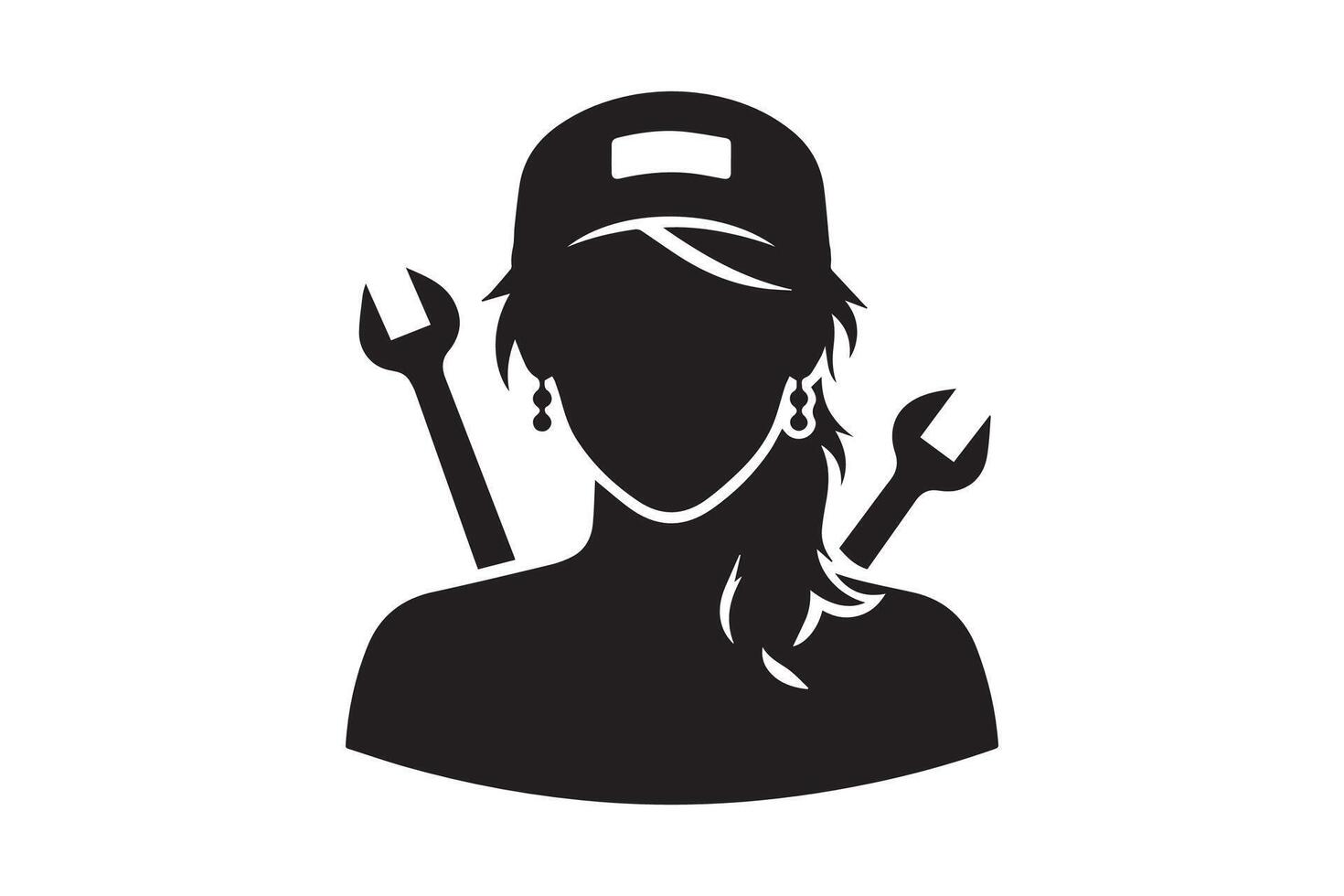 A woman with a wrench in her hand vector