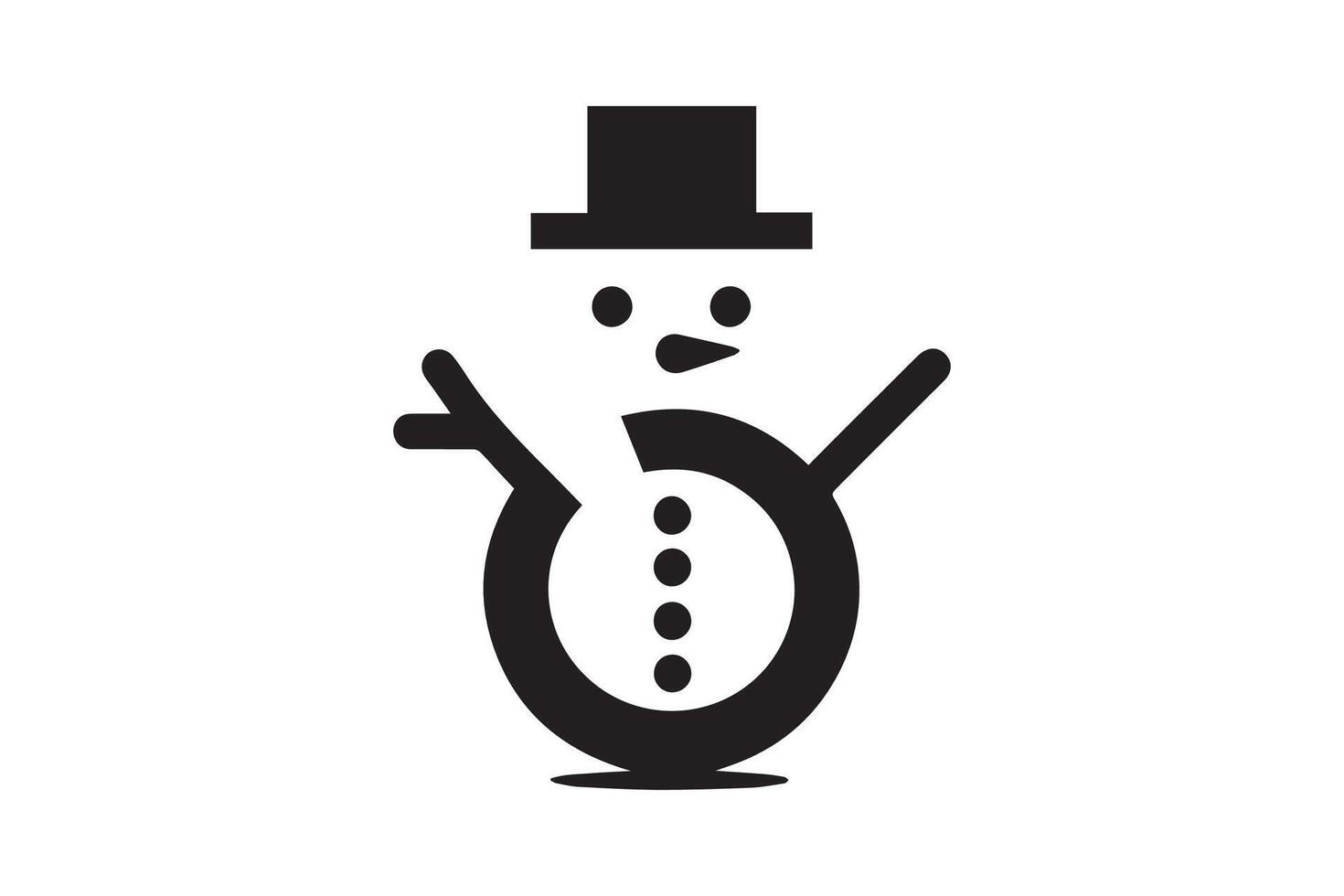 A black and white snowman with a top hat vector