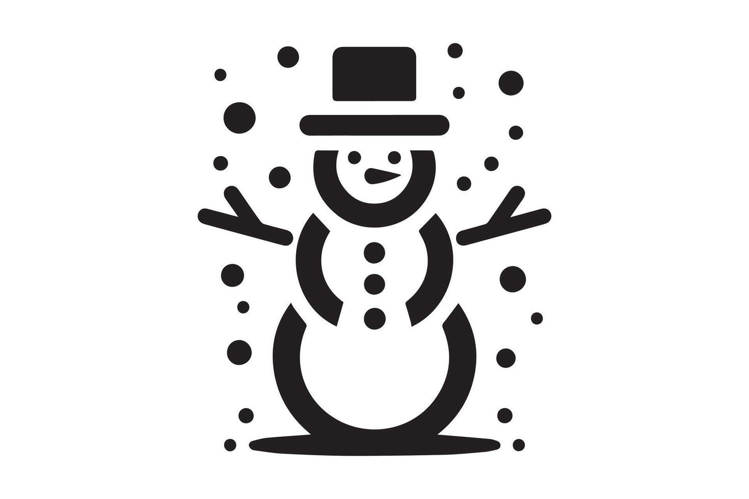 A black and white snowman with a hat and top hat vector