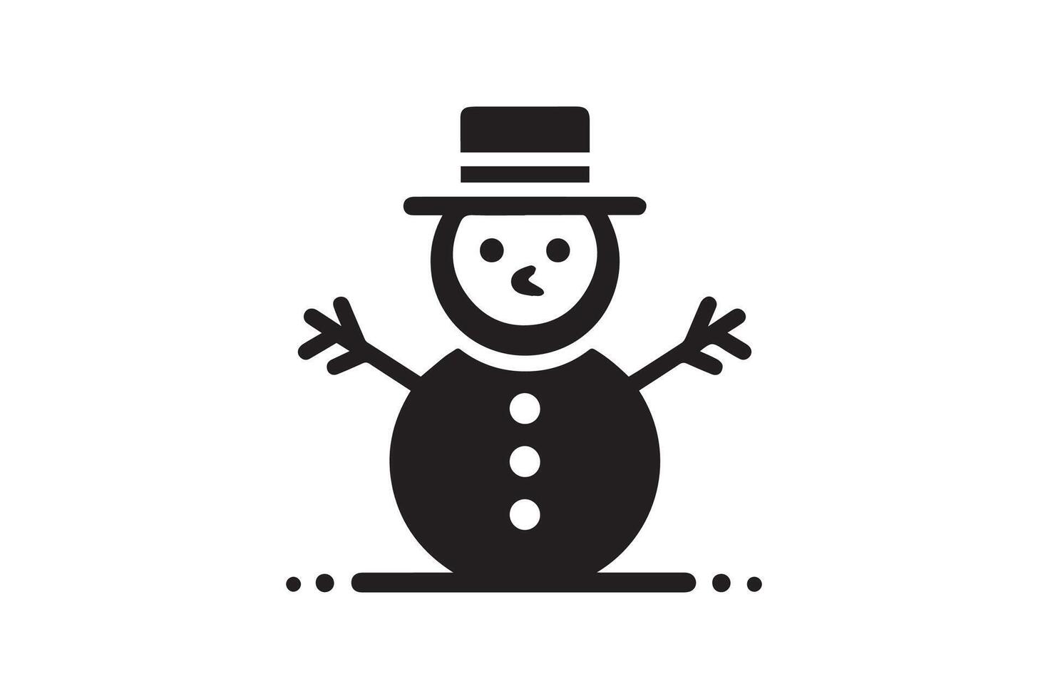 A black and white snowman icon on a white background vector