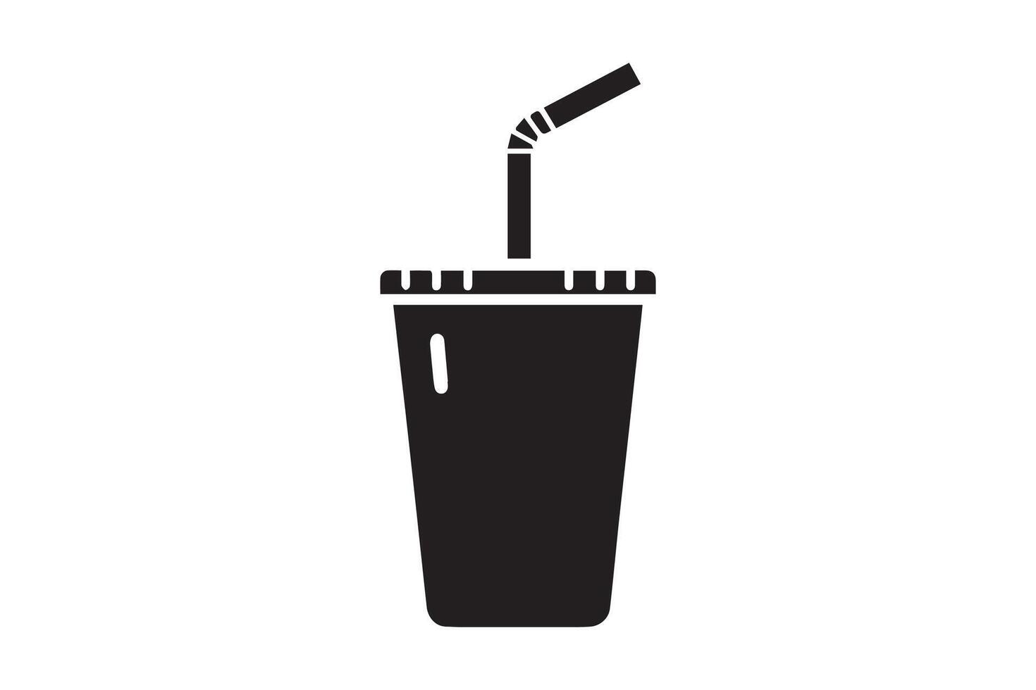 A black and white illustration of a drink cup with a straw vector