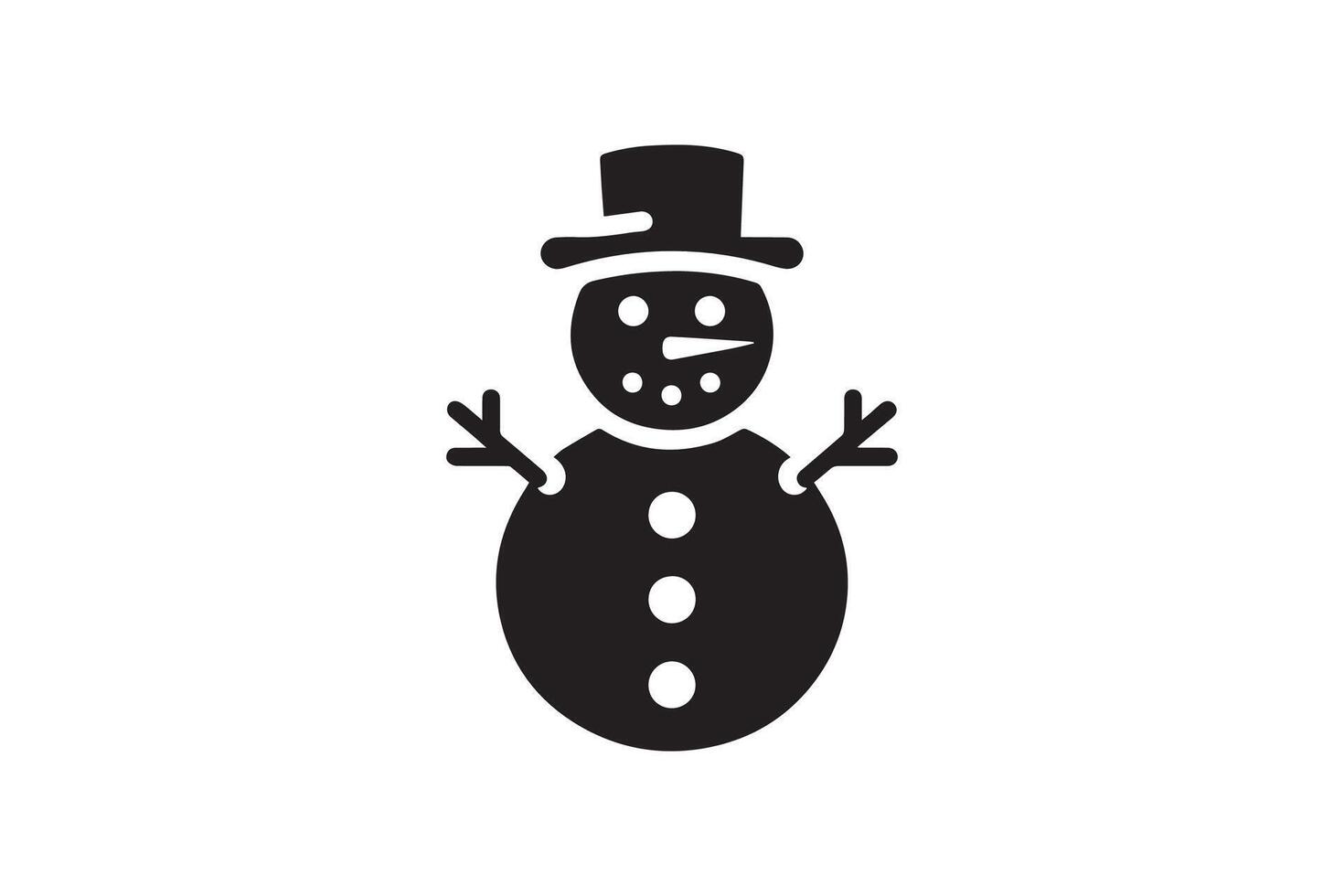 A black and white snowman icon on a white background vector