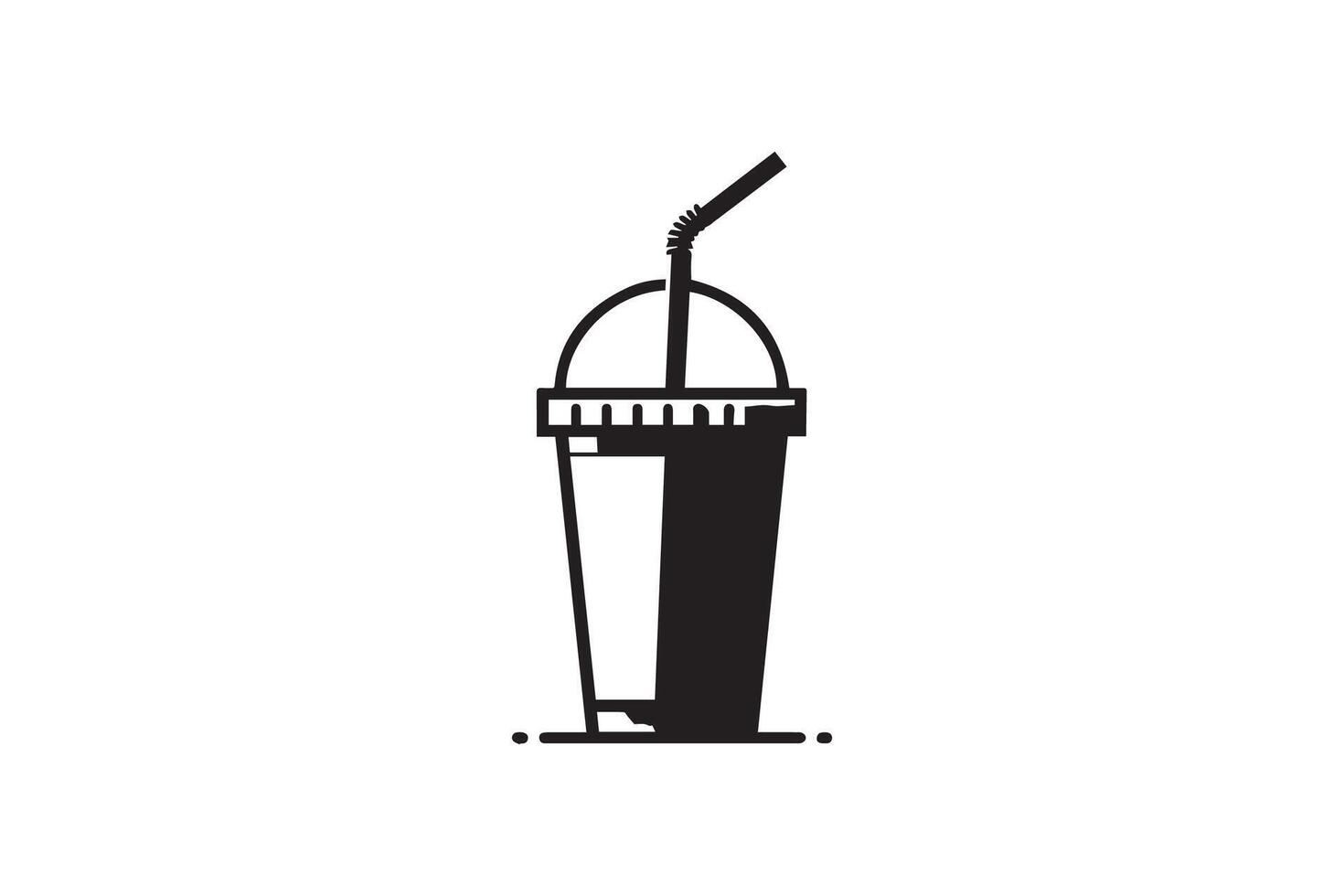 A black and white illustration of a drink in a cup vector