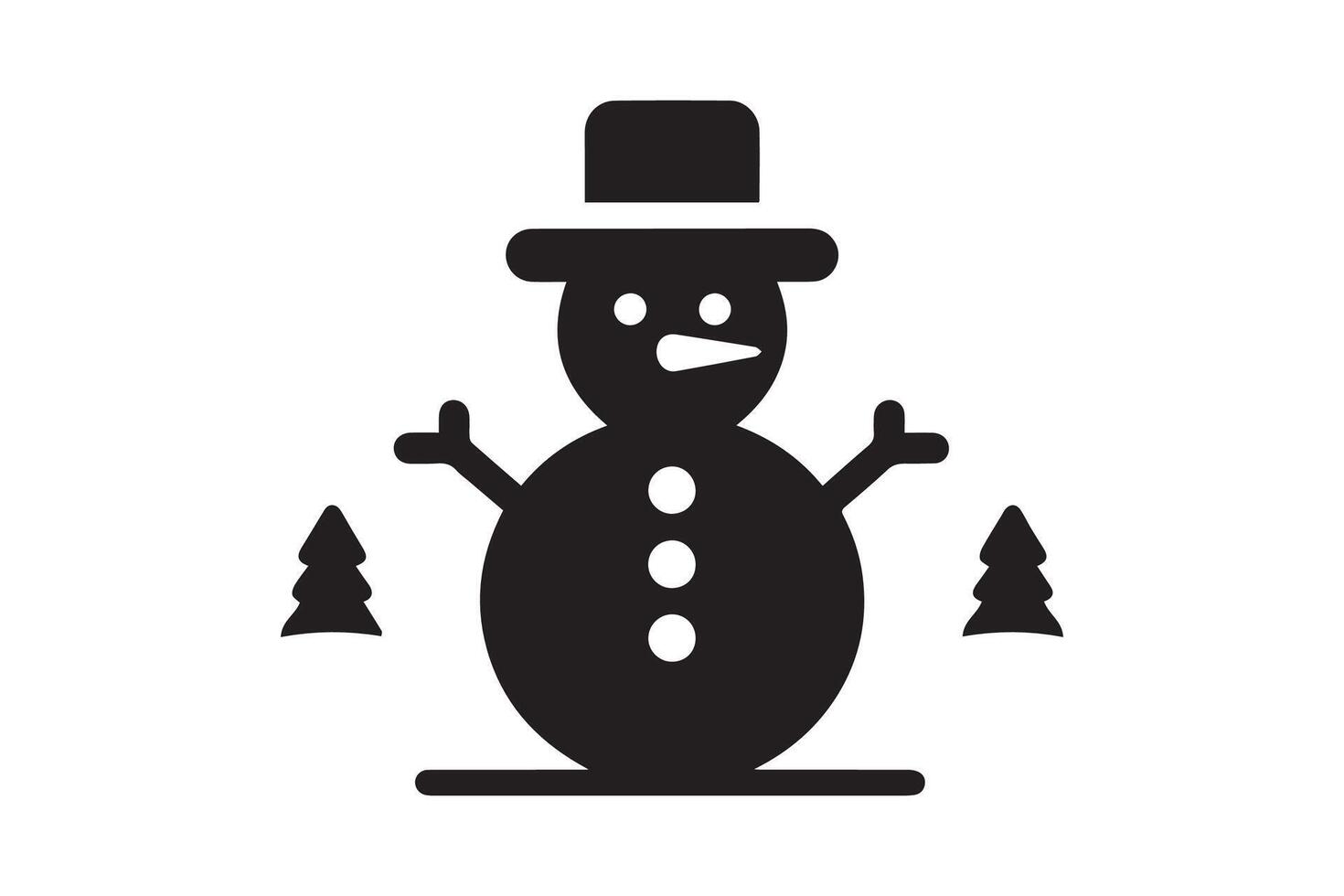 A black and white snowman icon on a white background vector