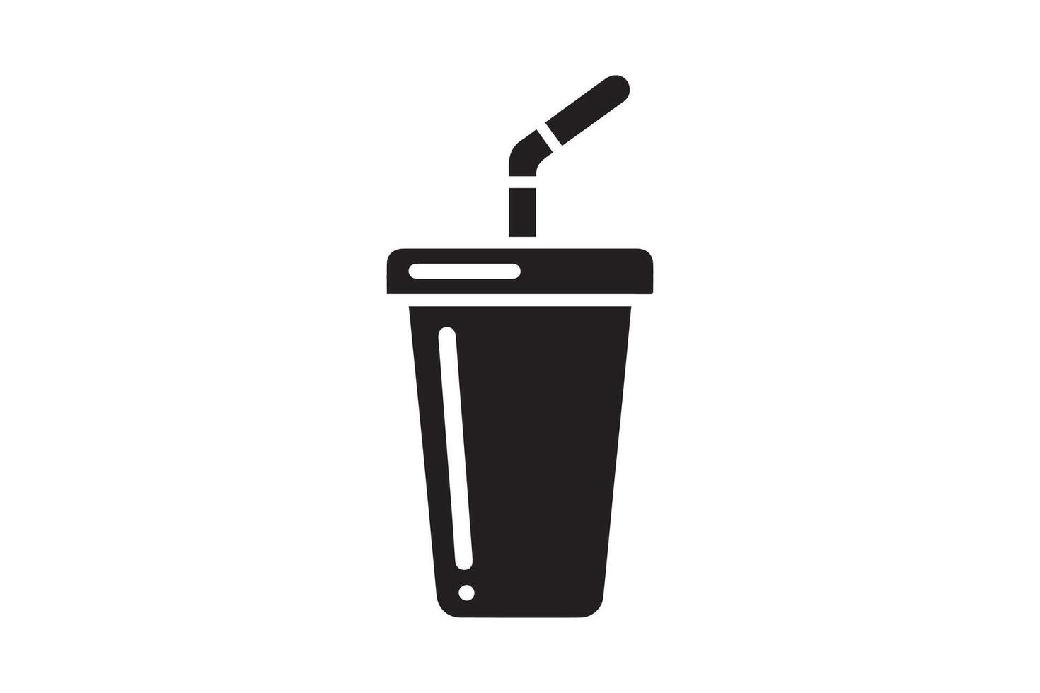 A black and white image of a drink cup with a straw vector