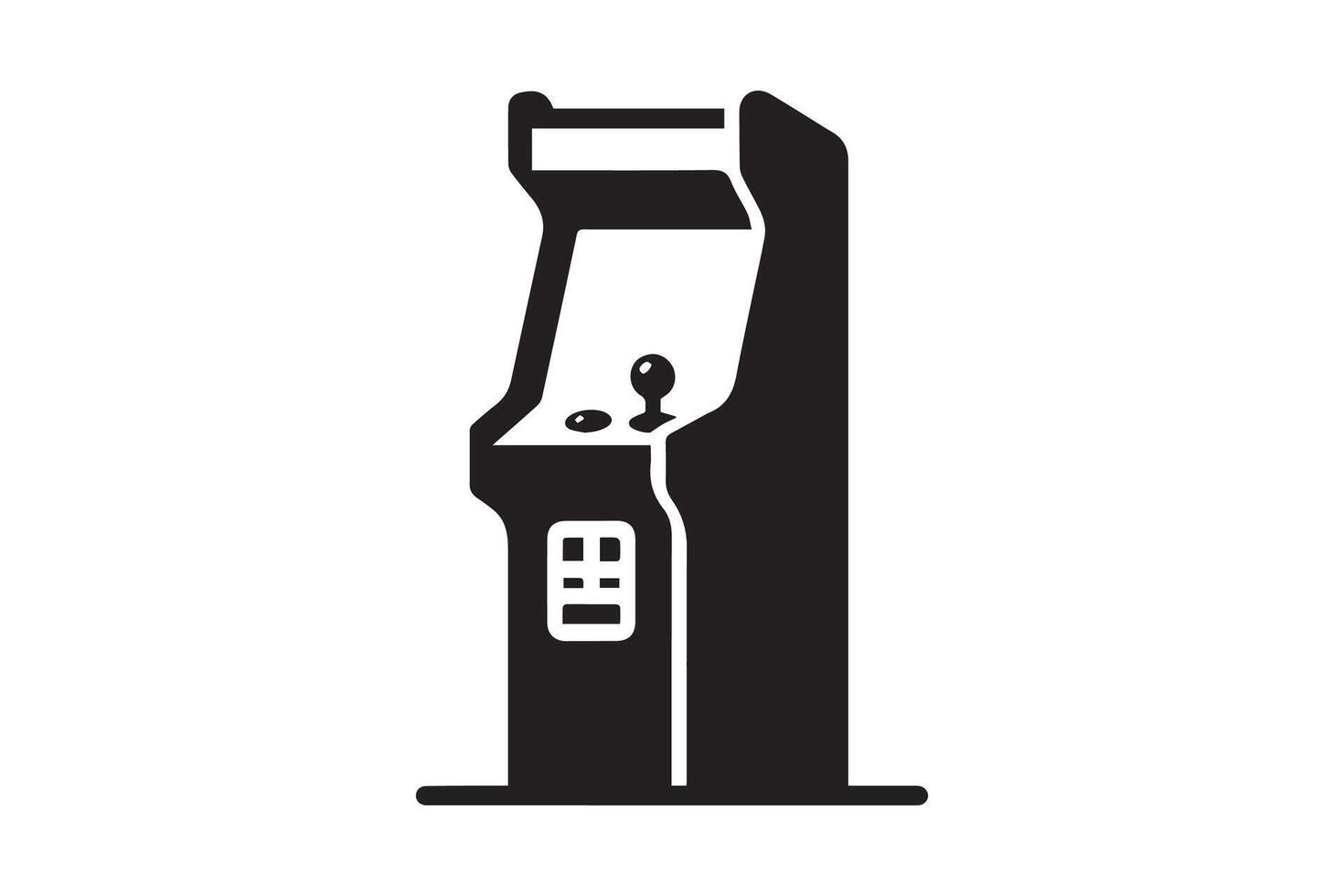 An arcade machine icon in black and white vector