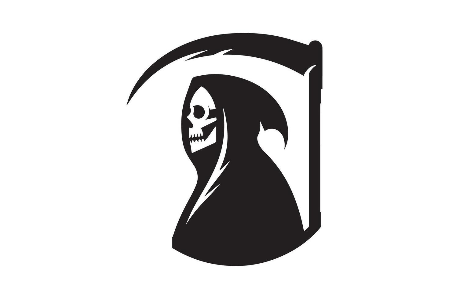 A black and white illustration of a grim reaper vector