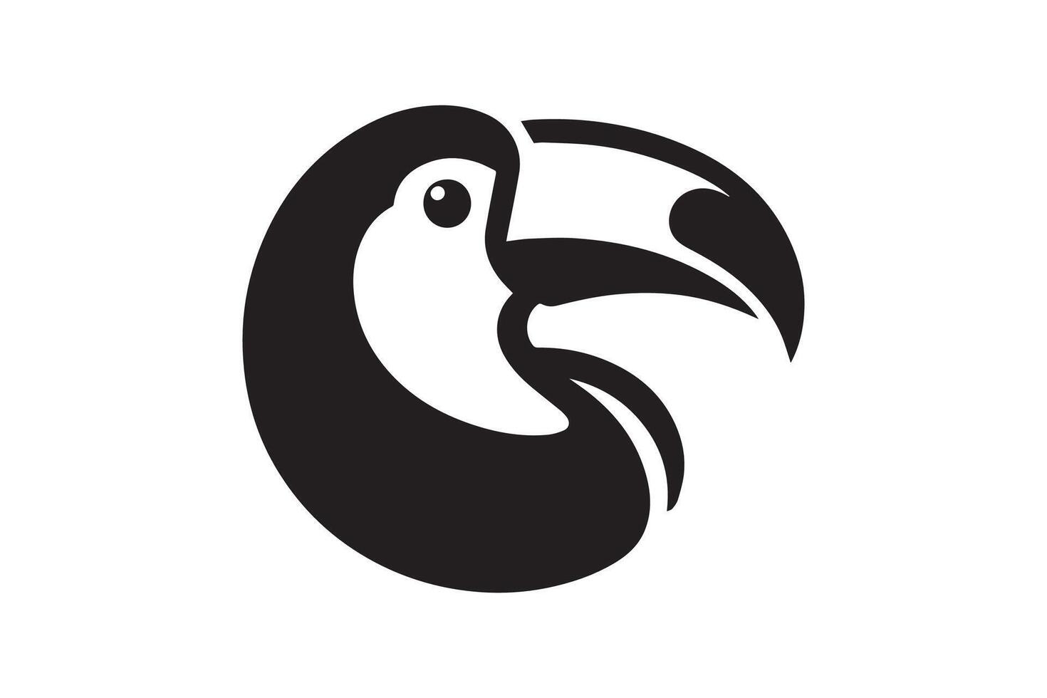 A black and white logo of a toucan vector