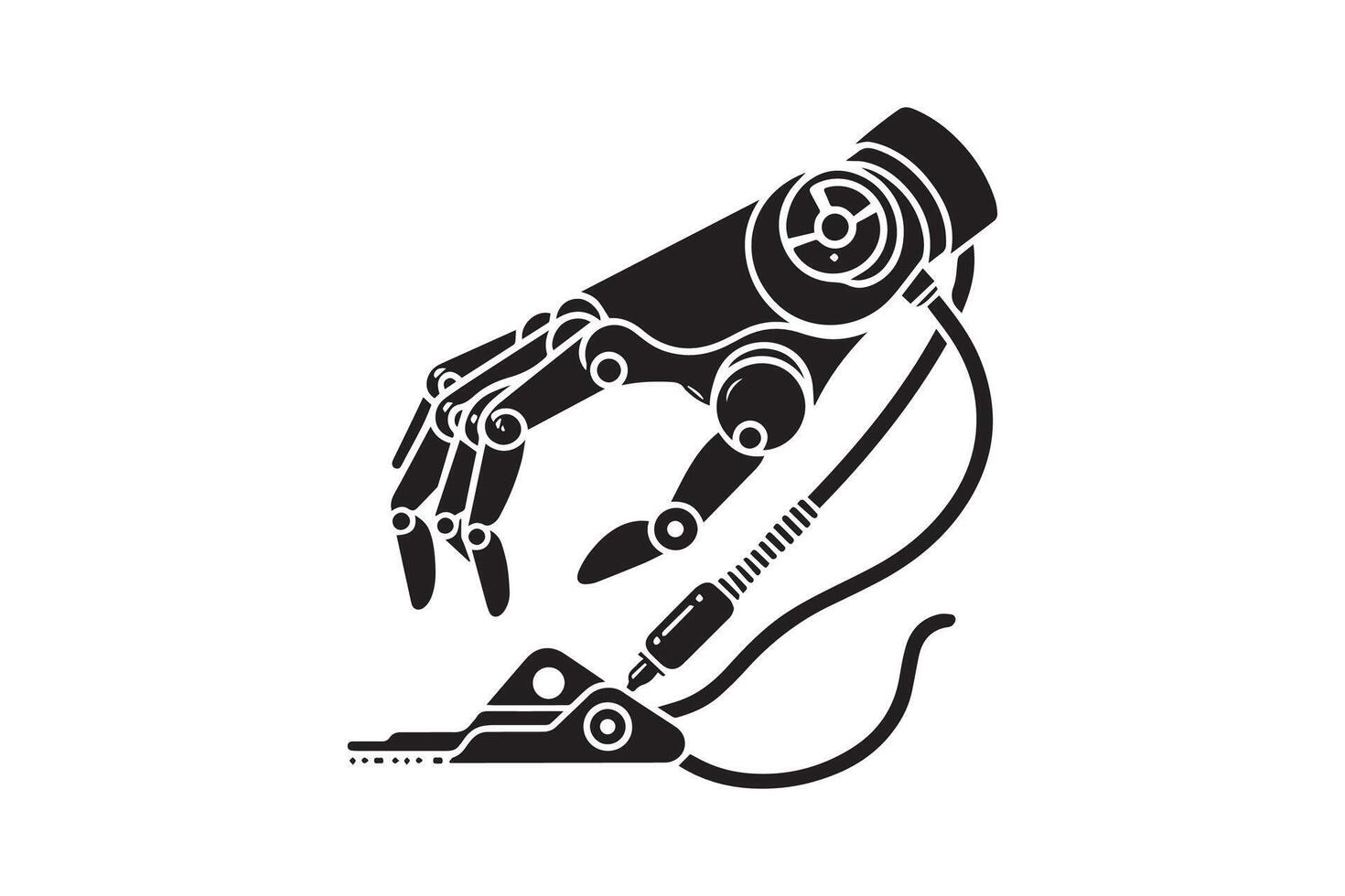 A robot hand holding a knife and a screwdriver vector