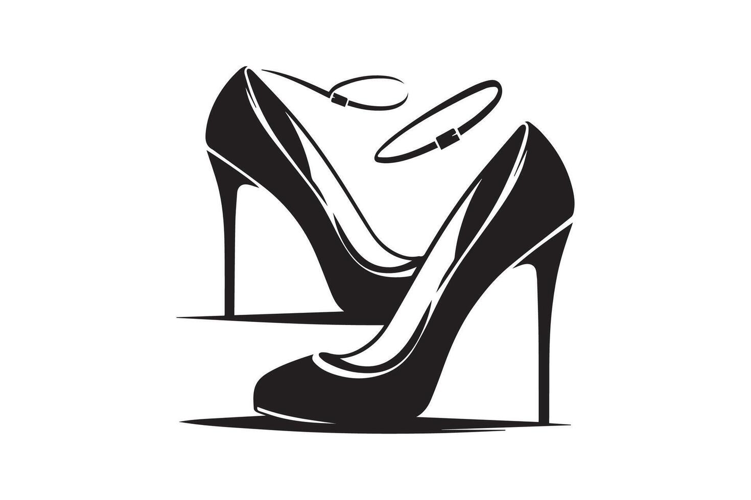 A black and white logo of a high heel shoe vector