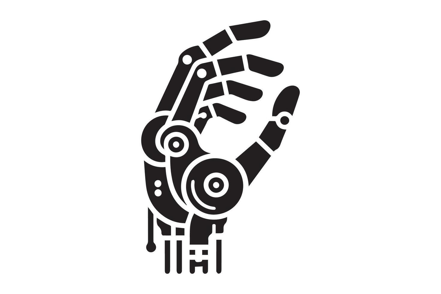 A robot hand with a circular design on it vector