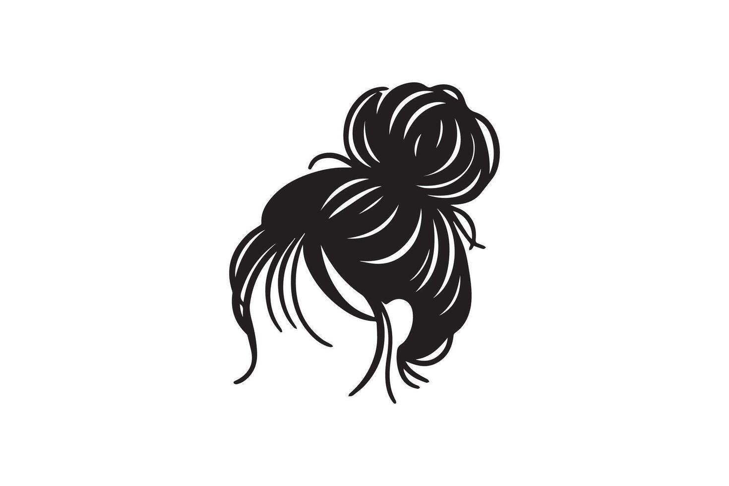 A black and white illustration of a woman's head with a bun vector