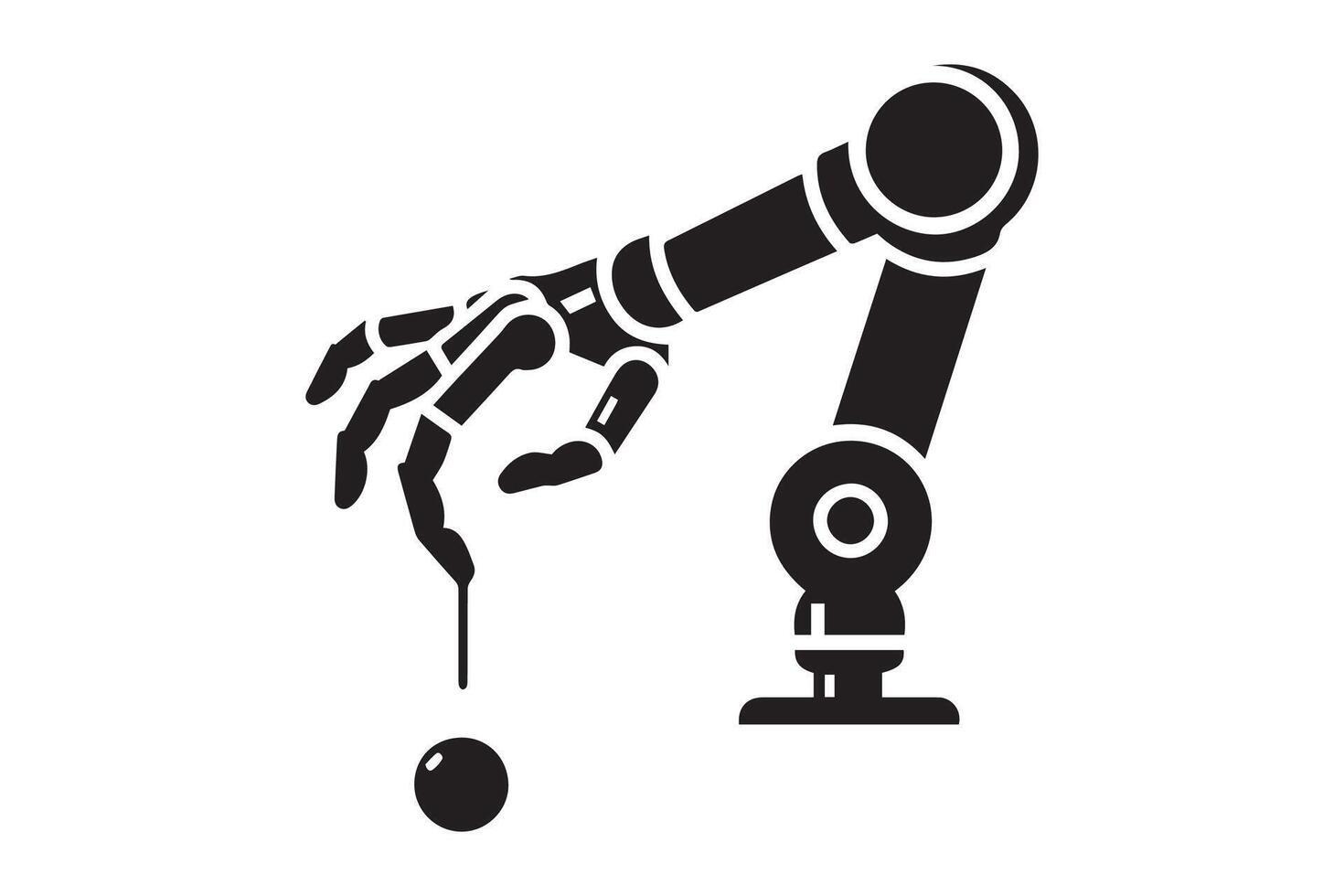 Robot hand with a ball on it, isolated on white background vector