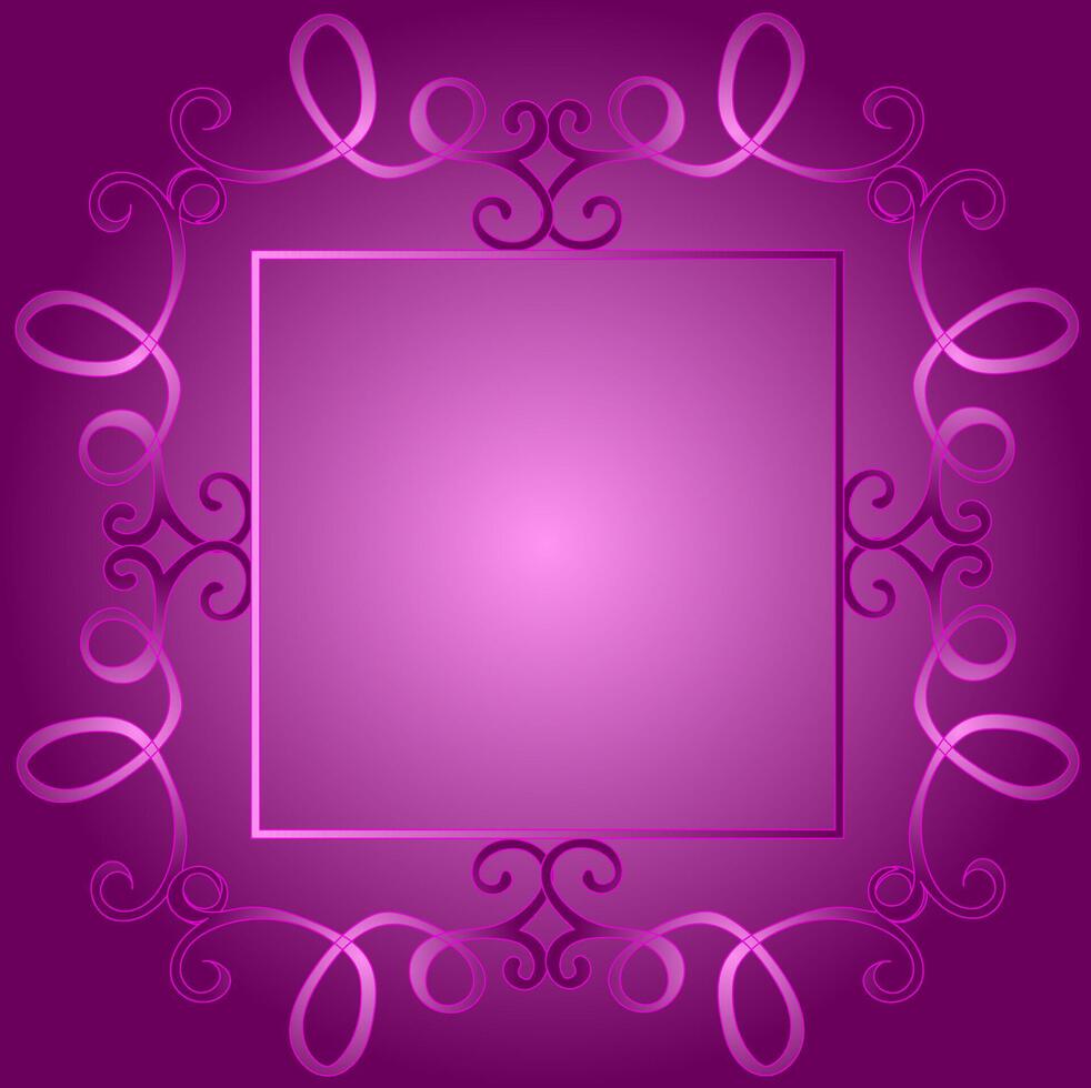 Quadrangular frame decorated with an original pattern on a purple background vector