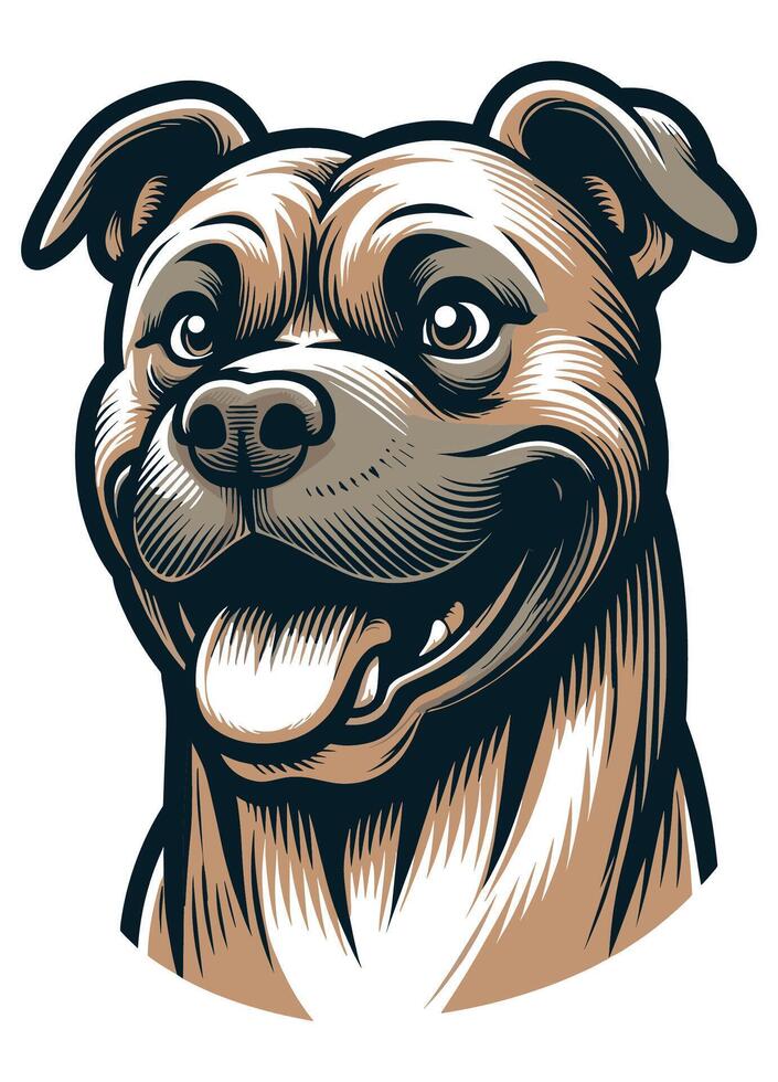 American Pitbull Smiling Friendly Brown Dog vector