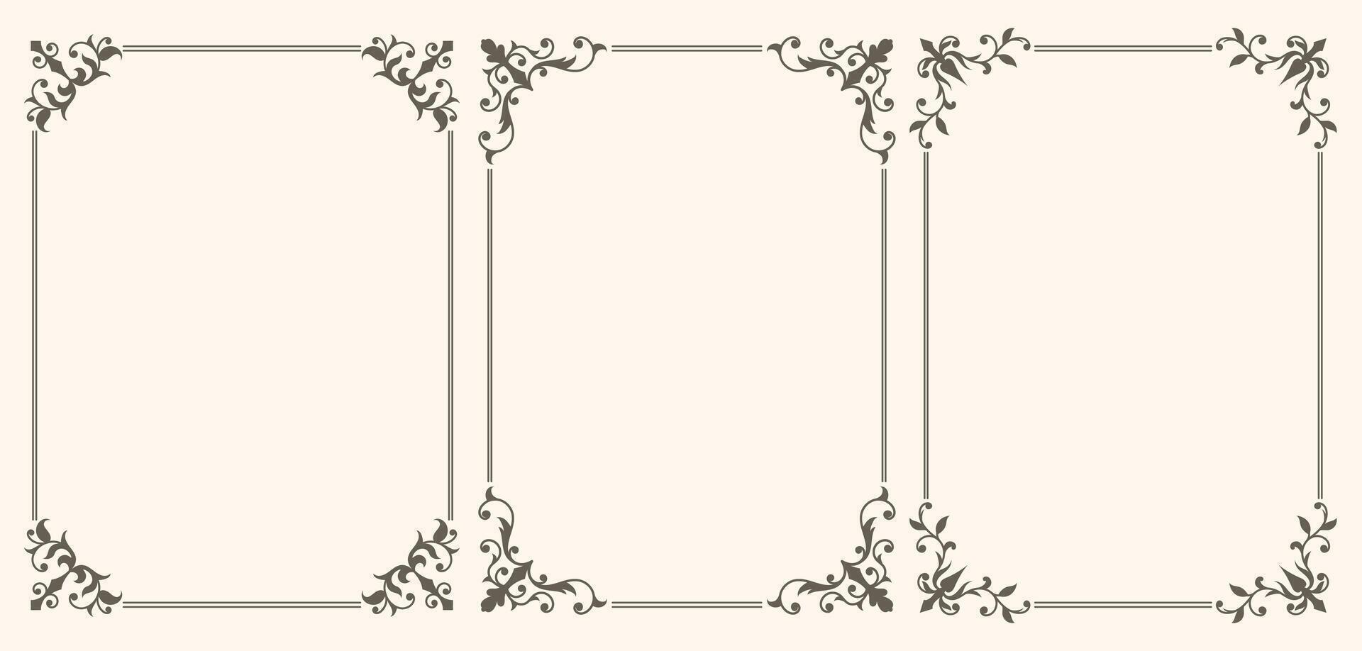 Set of Decorative vintage frames and borders set vector