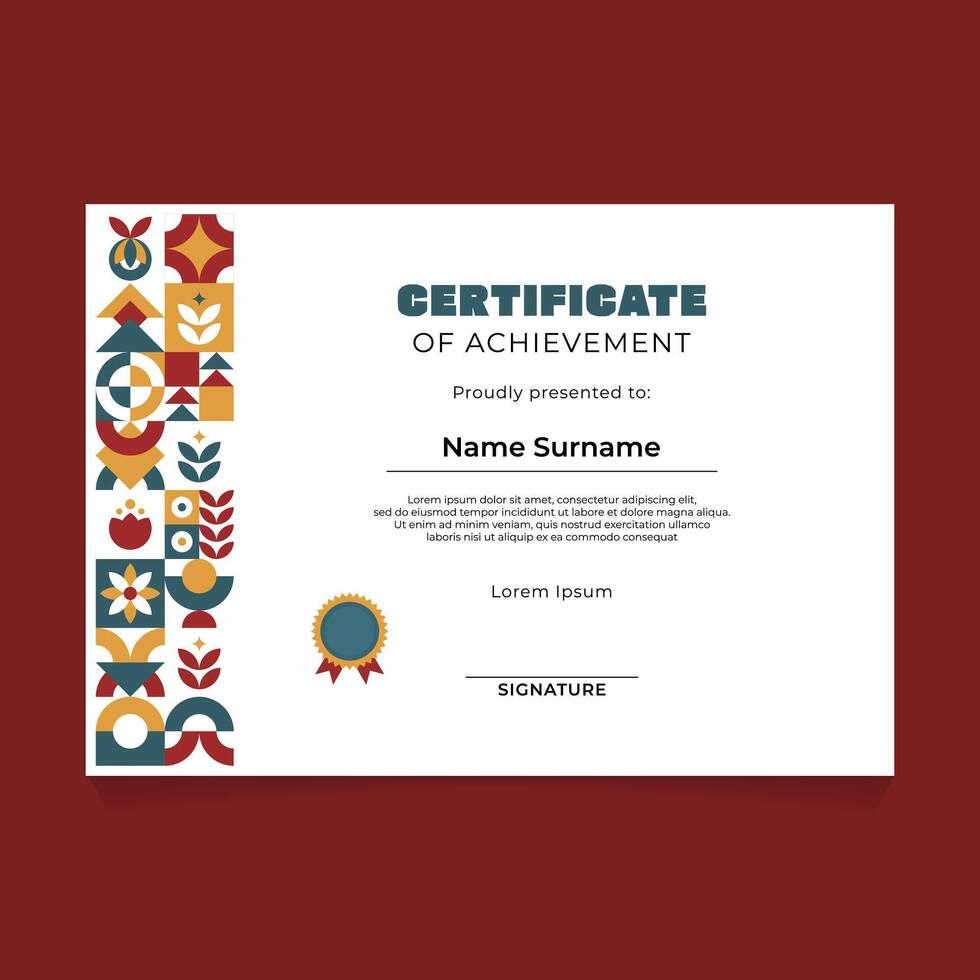 Oriental Geometric Certificate Template Design vector