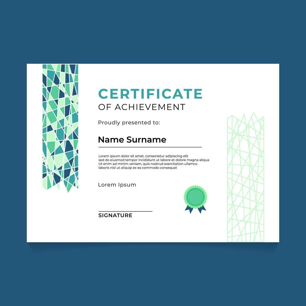 Abstract Geometric Mosaic Certificate Template Design vector