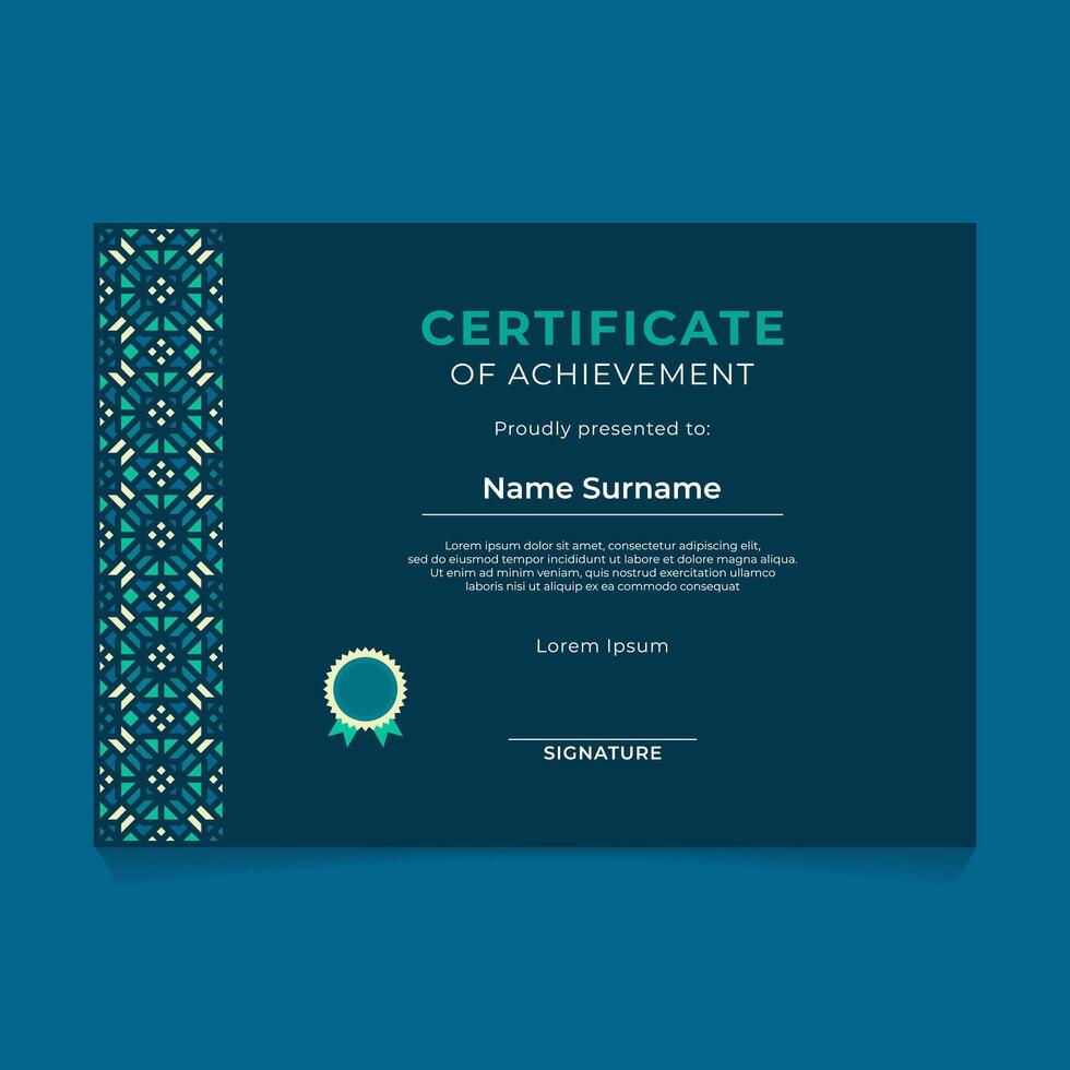 Oriental Geometric Certificate Template Design vector