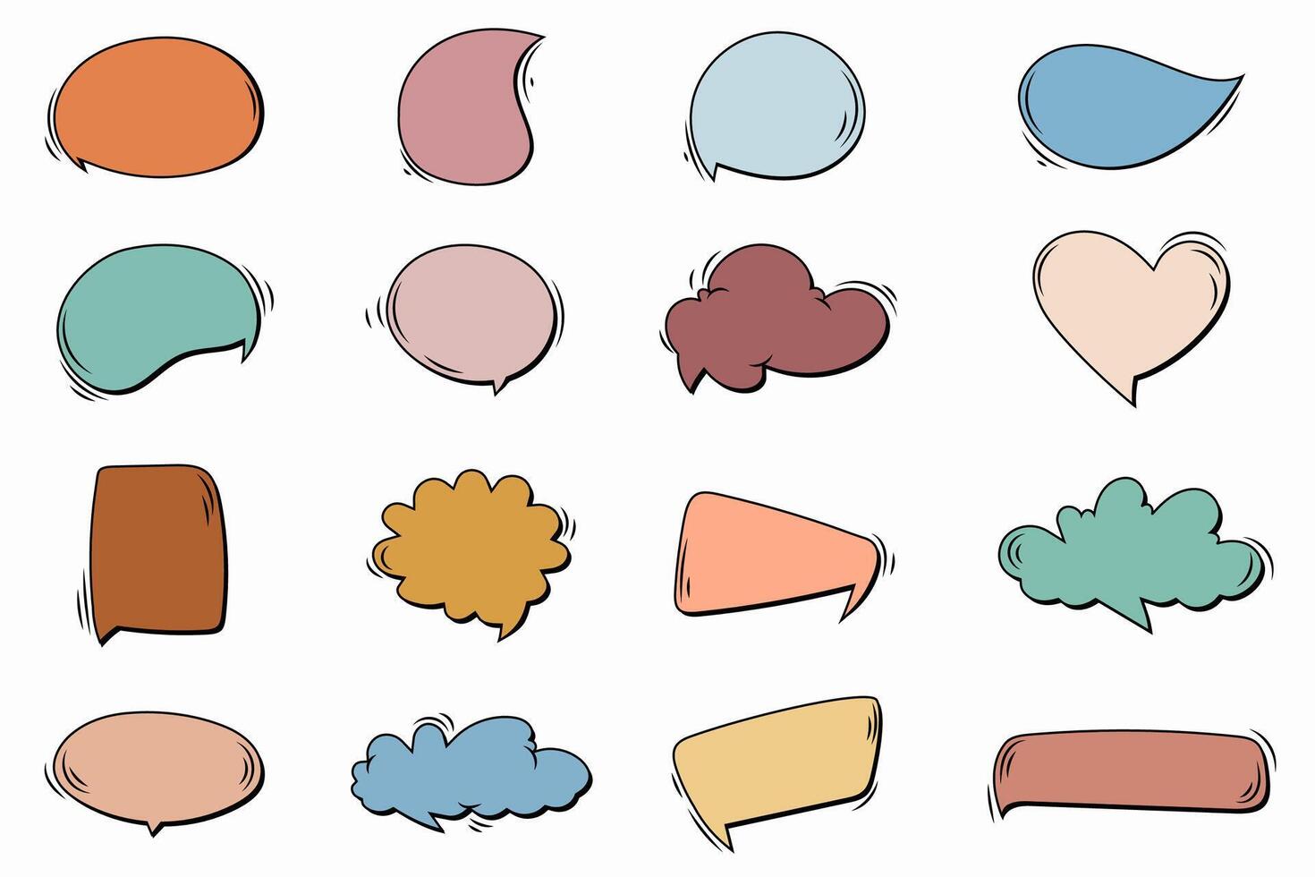 Retro chat bubbles for selecting text in bohemian colors. Speech frames in cartoon style vector