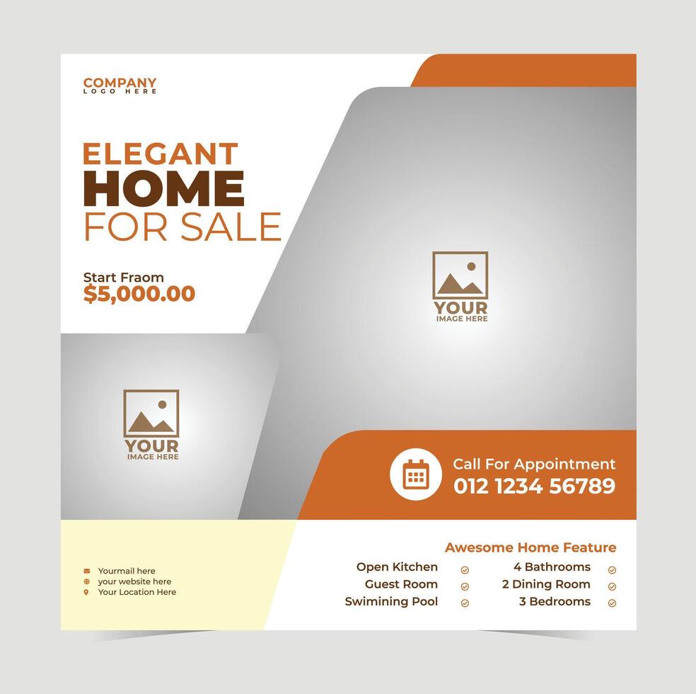 Real estate flyer design template, property sale flyer illustration vector