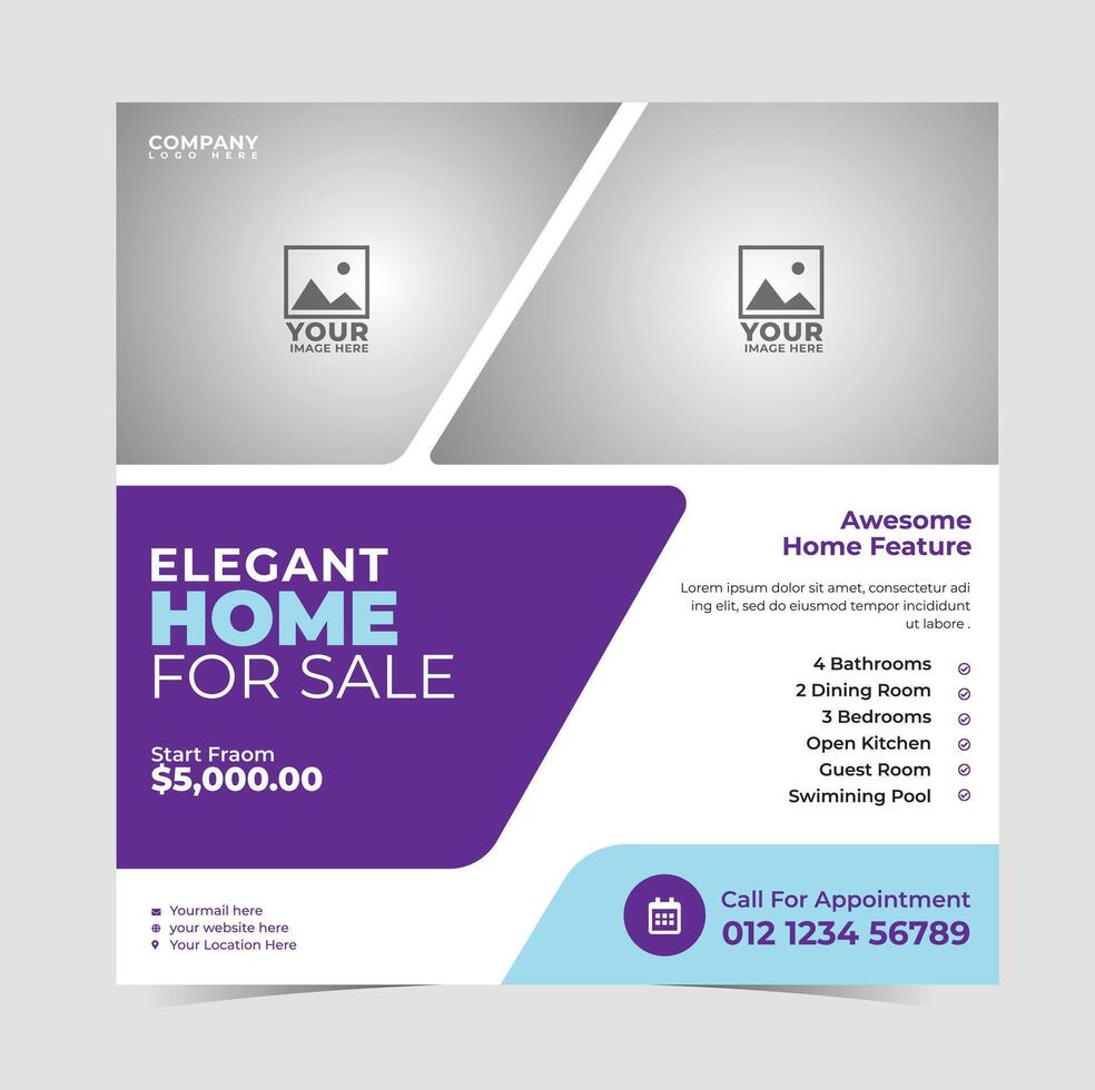 Flyer Design template, Real Estate Flyer Design bundle, property sale flyer design, flyer design for rent vector