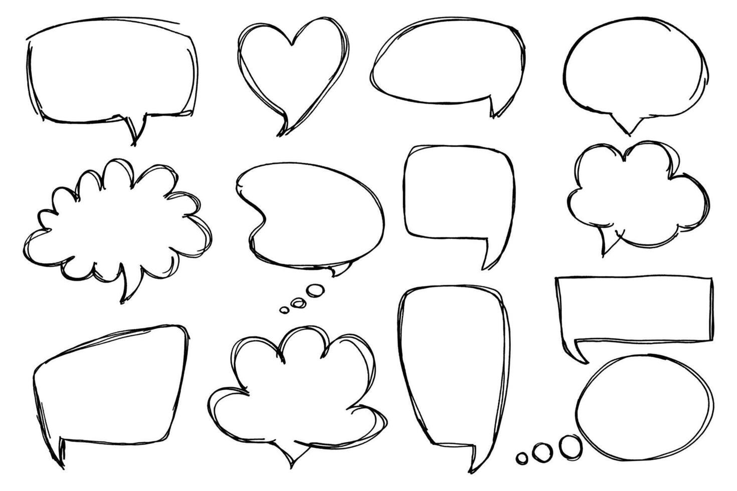 Hand drawn chat bubble. Frames for selecting text. Speech frames in cartoon style vector